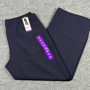 DKNY Women 14 Navy Blue Wide Leg Dress Pants Career Corpcore Workwear Office NWT